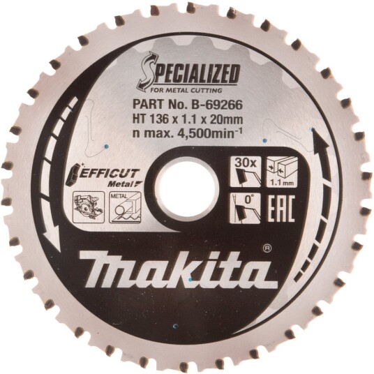 Makita Efficut 136mm Rundsavblad for Metall med 30 Tenner Makita Efficut 136mm Rundsavblad for Metall med 30 Tenner