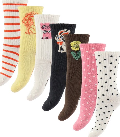Mini Rodini Rabbit 7 Pack Socks   Multi/patterned   24/27