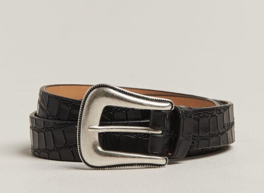 Tiger of Sweden Ecus Structured Leather Western Belt Black