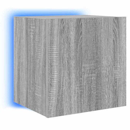  Vegghengt TV-benk med LED grå sonoma 40,5x35x40 cm 837256
