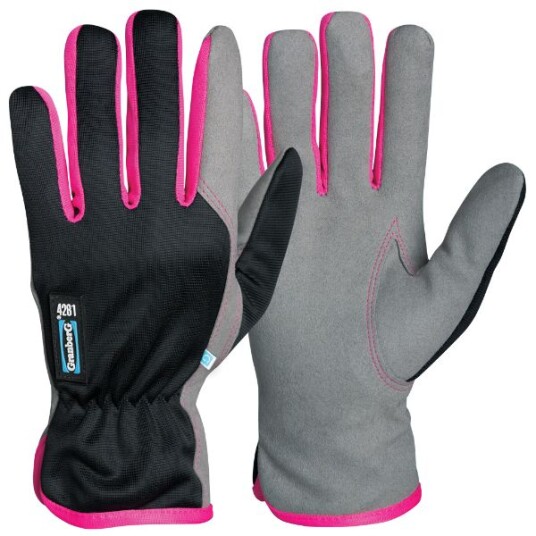 Granberg MacroSkin Pro med elastisk polyesterrygg, ufôrede monteringshansker, svart/grå/rosa, 12 par, SGR-120-4281 7
