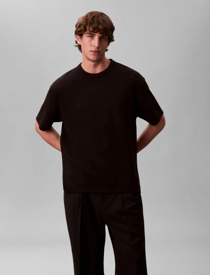 Calvin Klein Ss Crinkle Crepe Spacer Tee Black XL Calvin Klein Ss Crinkle Crepe Spacer Tee Black XL