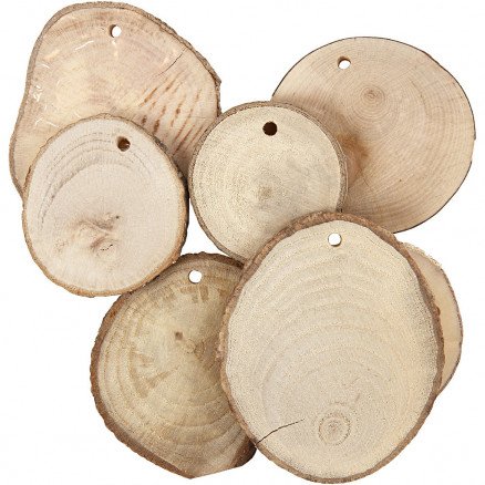 Diverse Treskiver dia 4 7 cm tykkelse 5 mm 25 stk