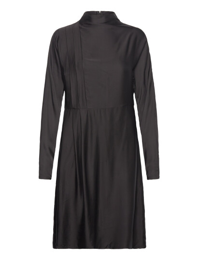 Selected Slfalana Ls Short Satin Dress B Black 34