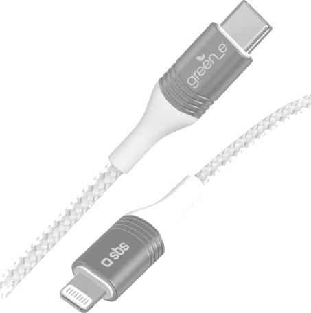 Sbs Grecableligtc12bw 1,2 M Lightning Usb C Hankjønn Hankjønn Sølv Hvit