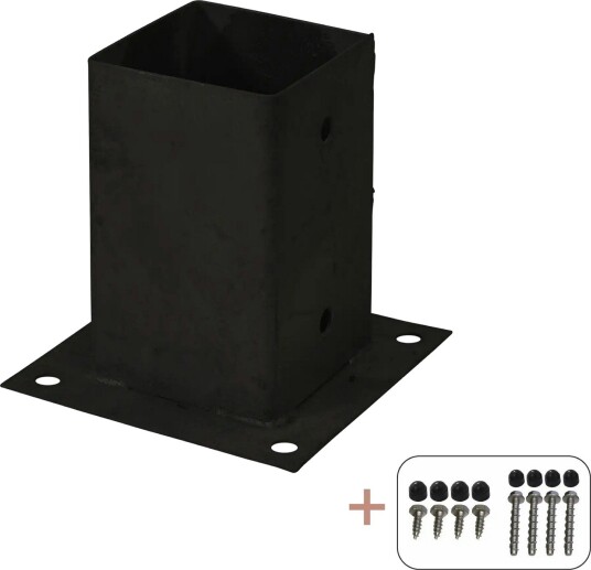 Plus Stolpefot Cubic Med Skruer Ral 9005 Svart