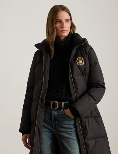 Lauren Ralph Lauren Channel Quilted Funnelneck Down Coat Black XL Lauren Ralph Lauren Channel Quilted Funnelneck Down Coat Black XL