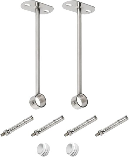 Takmontering klesstangbrakett 33 mm diameter klesstangspakstøttebrakett rørflenshylse 2 stk 350 mm