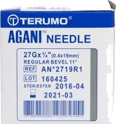 Terumo Agani kanyle 0,4×19 mm 27G × ¾" – 100 stk Terumo Agani kanyle 0,4×19 mm 27G × ¾" – 100 stk