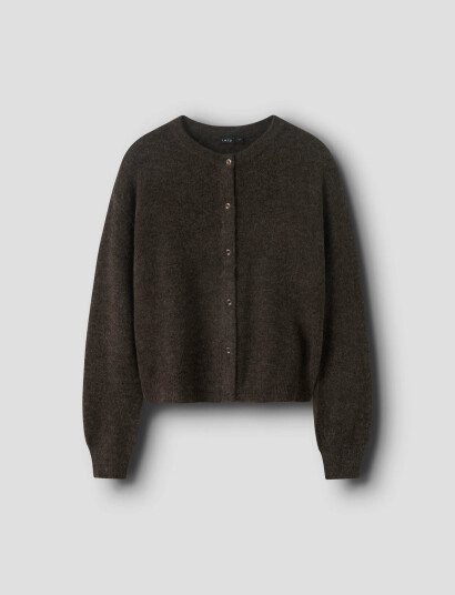 LMTD Nlflodet Ls Short Knit Cardigan Noos Brown 158 164