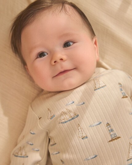 En Fant Body Ls Rib Aop Beige 62