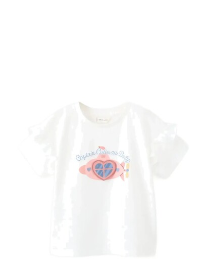 Mango T Shirt With Print Drawing Cream 3 4 Mango T Shirt With Print Drawing Cream 3 4