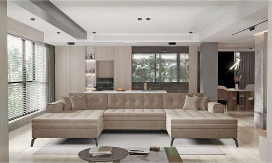 Hjørnesofa Eltap Vertizo 350x170x93 cm Nube 20 Beige Symmetrisk