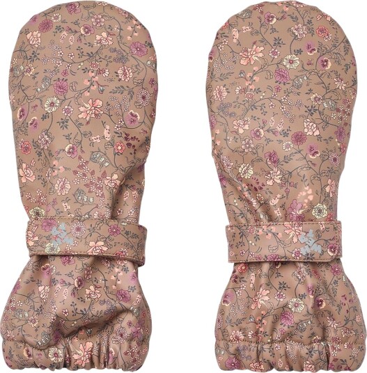 Wheat Votter m. Fleece PU Rily Portabella blomster Wheat 3 5 år (98 110) Votter Brun Lilla Rosa