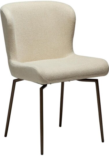 Glam Dan Form spisestuestoler dreiebase bouclé offwhite.