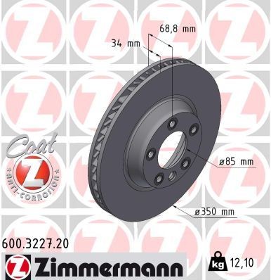 Bremseskive ZIMMERMANN 600.3227.20 Bremseskive ZIMMERMANN 600.3227.20