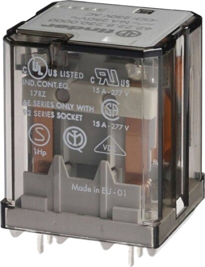 Finder 62.22.9.012.4300 Pluggrelé 12 V/Dc 16 A 2 X Sluttende Kontakt 1 Stk