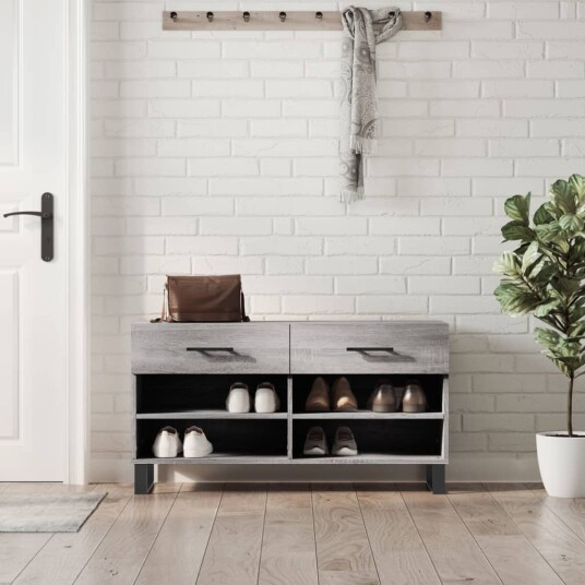vidaXL Skoskap gr? sonoma 102x35x55 cm konstruert tre