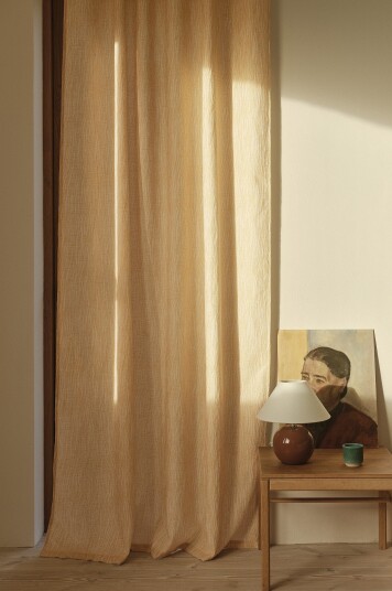 Jotex Gardin Med Multifunksjonsbånd Med 1pakke Smørgul/naturhvit TINA 223280002160