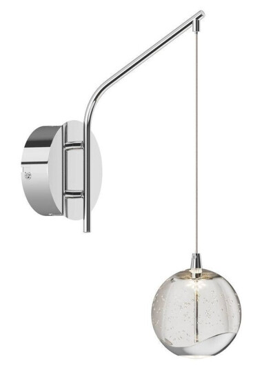 Lucande LED-vegglampe Hayley med hengende kuppel, krom