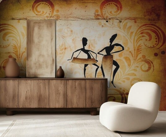 Tapet   Tribal Silhouette Dans