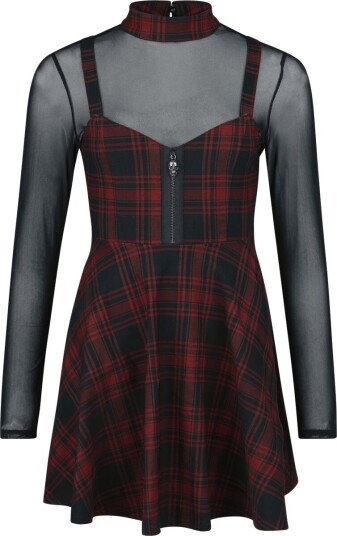 Killstar   Goth Kort kjole   Exklusive Tartan Collection – Sable Riot Dress   XS til XXL   Damer   flerfarget