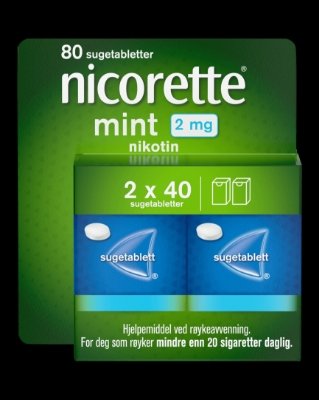 Nicorette sugetabletter 2mg mint 2x40 stk Nicorette sugetabletter 2mg mint 2x40 stk