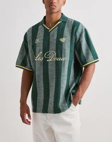 Les Deux Stripe Jacquard Football Jerse Kortermet poloskjorte Grønn