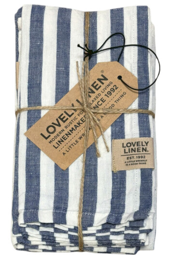 Lovely Linen Misty servietter 45x45 cm 4-pk edge denim blue