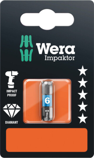 Wera 840/1 Imp Dc Impactor Bits Sb Sis Sekskantbits 6 Mm Verktøystål Legering Diamantbelagt D 6,3 1 Stk.