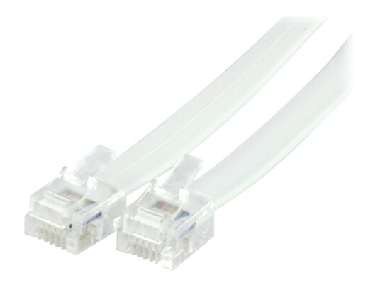 Deltaco 10 m RJ12 Telefonkabel Hvit Flat Kabel