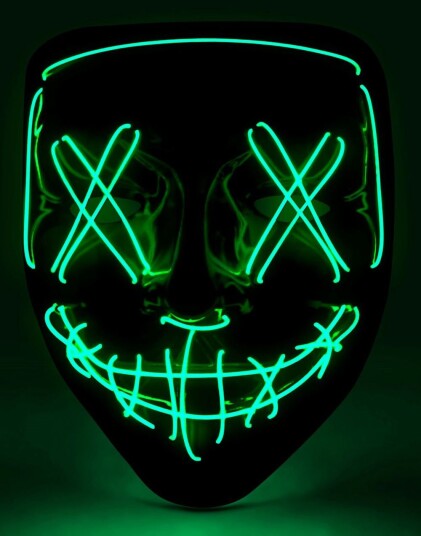 El Wire Purge Svart Maske med Grønt LED Lys 3 Lys Innstillinger El Wire Purge Svart Maske med Grønt LED Lys 3 Lys Innstillinger