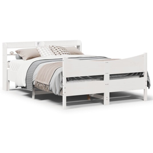  Sengeramme med hodegavl hvit 140x200 cm heltre furu 3307045