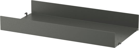 String hylleplate metall Mørkegrå 58x30 cm høy kant String hylleplate metall Mørkegrå 58x30 cm høy kant