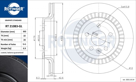Bremseskive ROTINGER RT 21083-GL