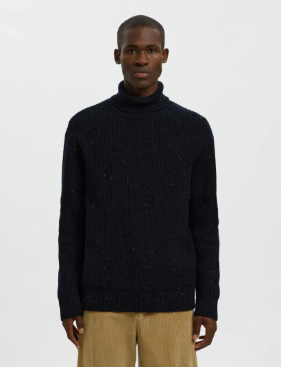 Selected Slhland Ls Knit Relaxed Roll Neck - Black - XL