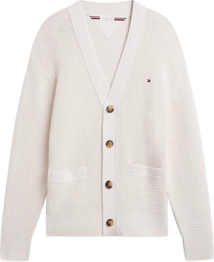 Tommy Hilfiger Waffle Structure Cardigan Cream XXL