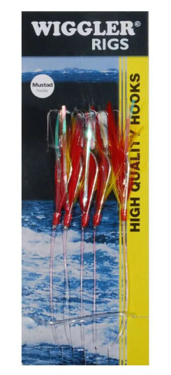 Wiggler Makrell Fjær Rig Hekle - 5 kroker #3/0