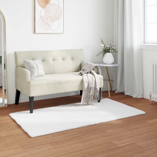 Skliikkerteppe i kunstig kaninpels OLITE Hvit 60 x 110 cm Skliikkerteppe i kunstig kaninpels OLITE Hvit 60 x 110 cm