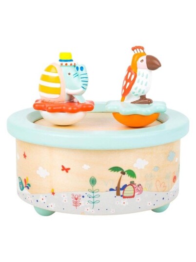 Small Foot Wooden Music Box Parrot and Elephant