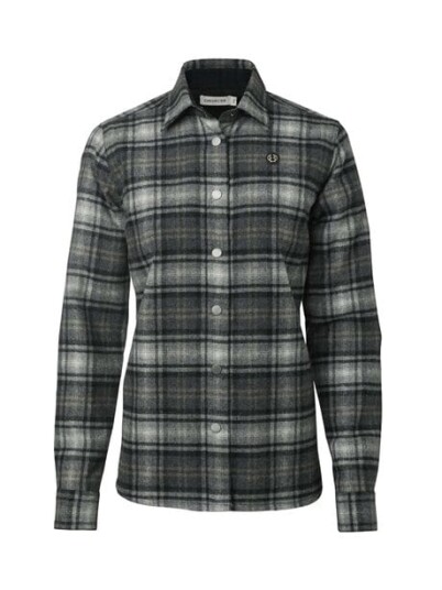 Chevalier Champ Wool Overshirt Dame Charcoal Checked ( #9EA2A1 , #353938 ) 42