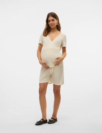 Mamalicious Mlpansy Lia Ss Jrs  Pyjamas Set 2F - Cream - XS