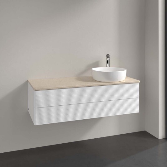 Villeroy & Boch Antao Servantskap med 2 skuffer 120x50x36 cm m/lys Hvit Matt/Crème Villeroy & Boch Antao Servantskap med 2 skuffer 120x50x36 cm m/lys Hvit Matt/Crème