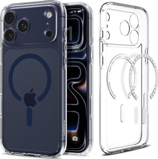Spigen Ultra Hybrid MagSafe Deksel til iPhone 17 Pro - Gjennomsiktig Dyp Blå Spigen Ultra Hybrid MagSafe Deksel til iPhone 17 Pro - Gjennomsiktig Dyp Blå