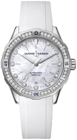 Ulysse Nardin Dameklokke 8163 182B 3 10 Diver Hvit/Gummi Ø39 mm