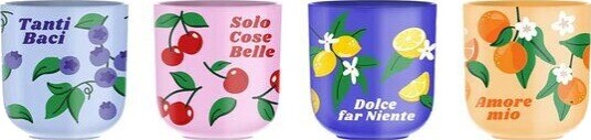 Bialetti Mercato Della Frutta kopp 7 cl 4 stk multi Bialetti Mercato Della Frutta kopp 7 cl 4 stk multi