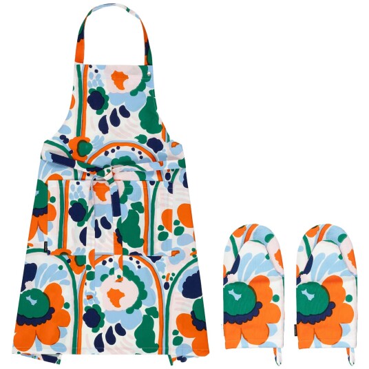Marimekko Pieni Karuselli grytevotter + forkle 3 deler