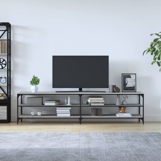 TV benk grå sonoma 200x30x50 cm konstruert tre og metall
