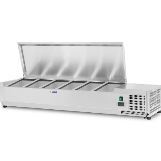 Royal Catering Kjølevitrine  140 x 33 cm  6 GN 1/4 beholdere 10010940