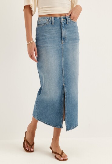 Bubbleroom Denim Midi Skirt